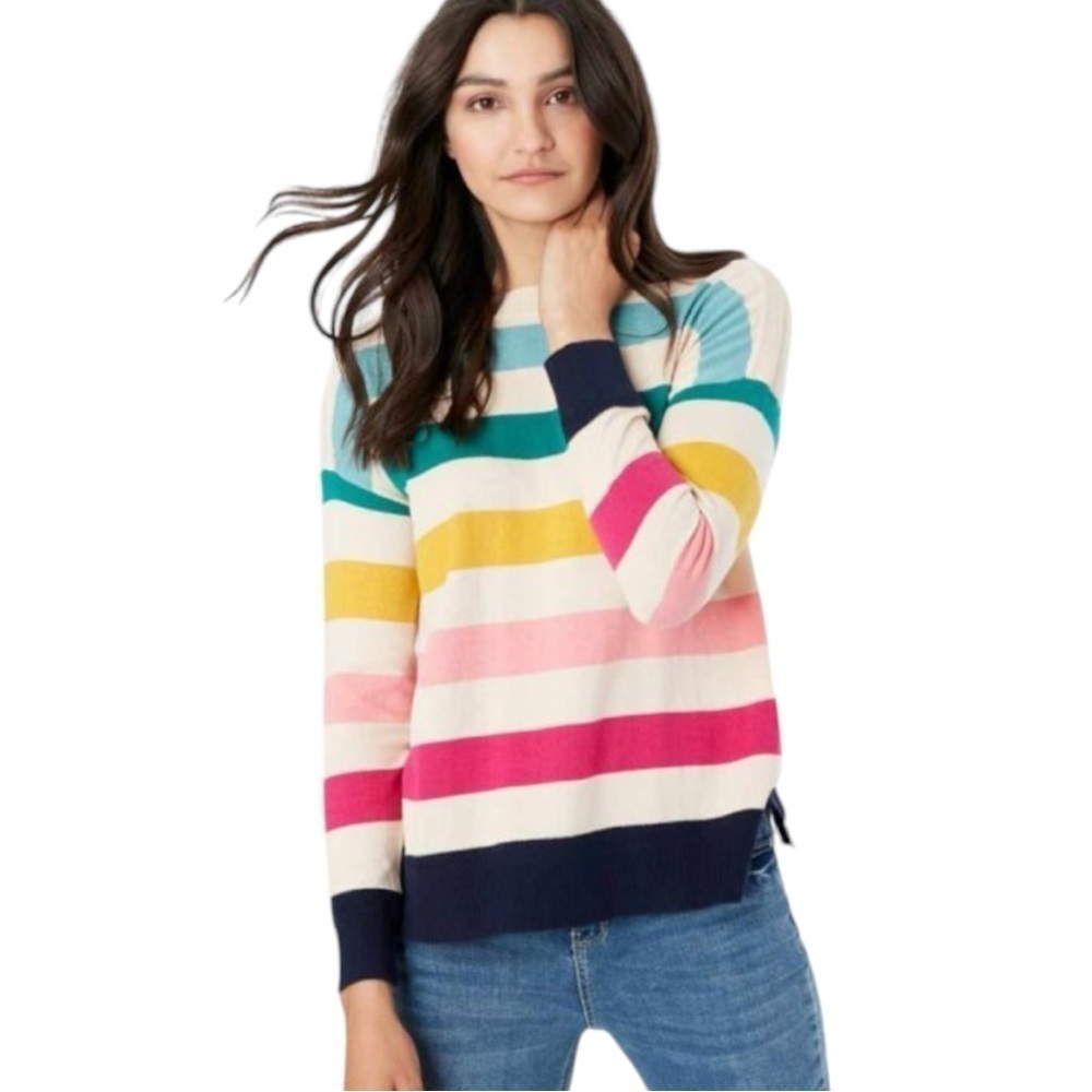 Joules Vivianna Drop Shoulder Boat Neck Stripes Bamboo Cotton Sweater Women’s 18